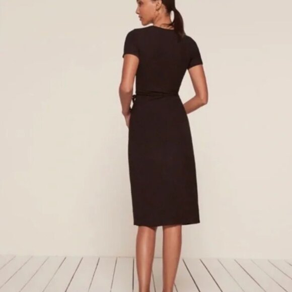 REFORMATION Black Knit Wrap Dress - Picture 6 of 8